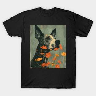Great Dane Flowers Photo Art Design For Dog Onwer T-Shirt